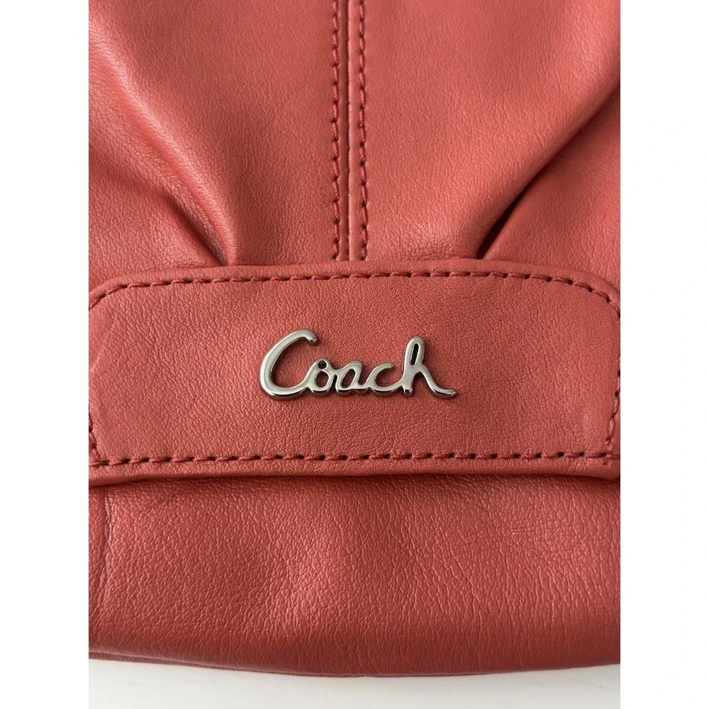 Coach Ashley Leather Large Pleated Flap Wristlet Wallet Bag Geranium